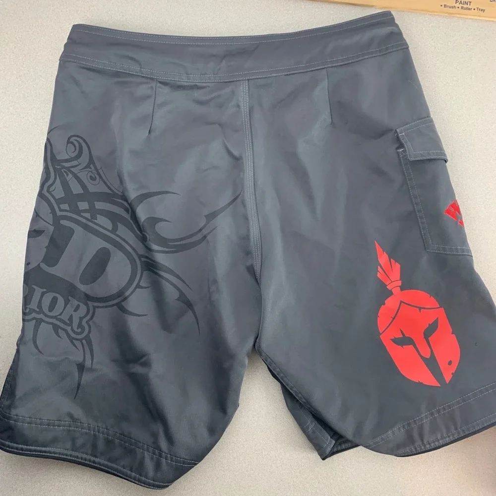 WOD‎ Warrior Training Shorts Mens 34 Grey Spartan MMA CrossFit Athletic Cargo